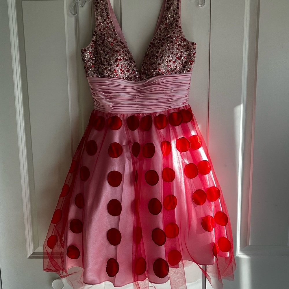Red pink fun homecoming dress
